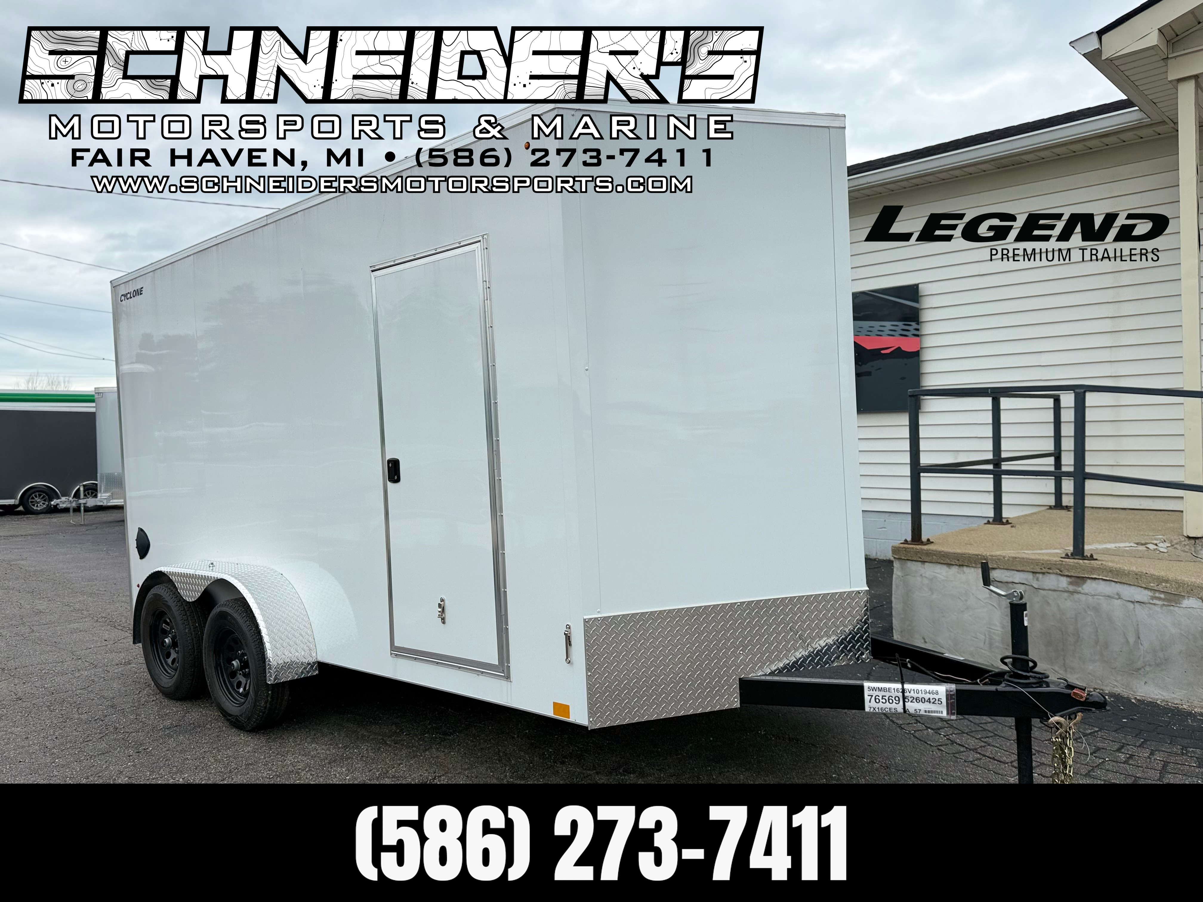 2027 Legend 7x16 Cyclone Steel V-Nose Tandem Axle Enclosed Cargo Trailer Cargo Trailer
